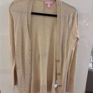 Lilly Pulitzer Gold Beige Button Cardigan